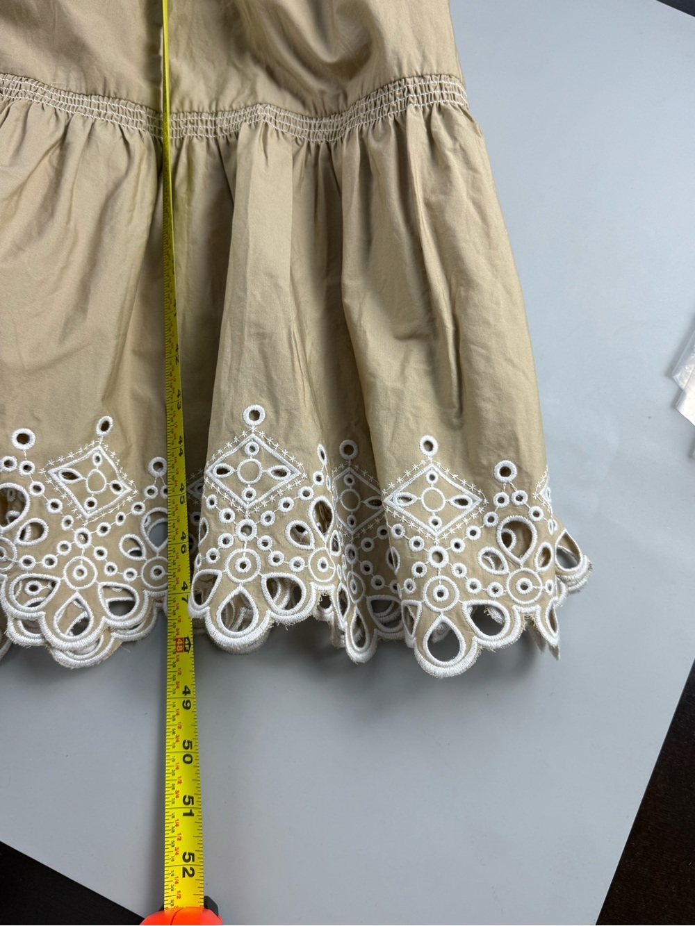 Veronica Beard Amaia Midi Dress Cottagecore Coastal Cowgirl White Khaki M - Picture 12 of 13